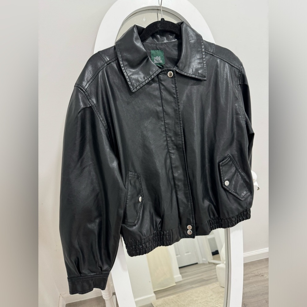 Black leather oversized jacket